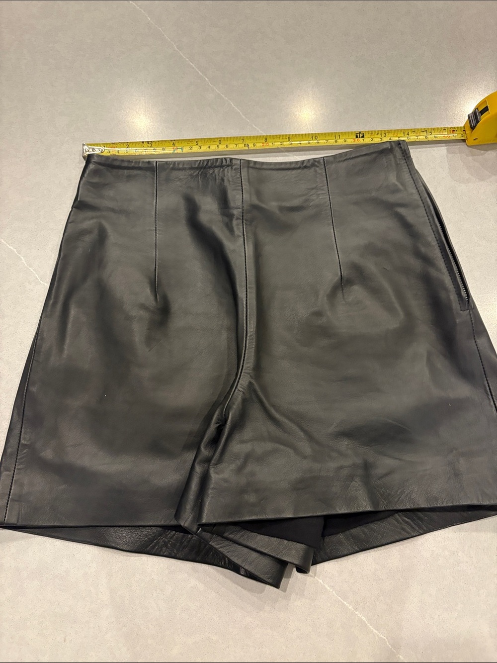 Sezane Black High-Waist Lamb Leather Shorts 
size 36